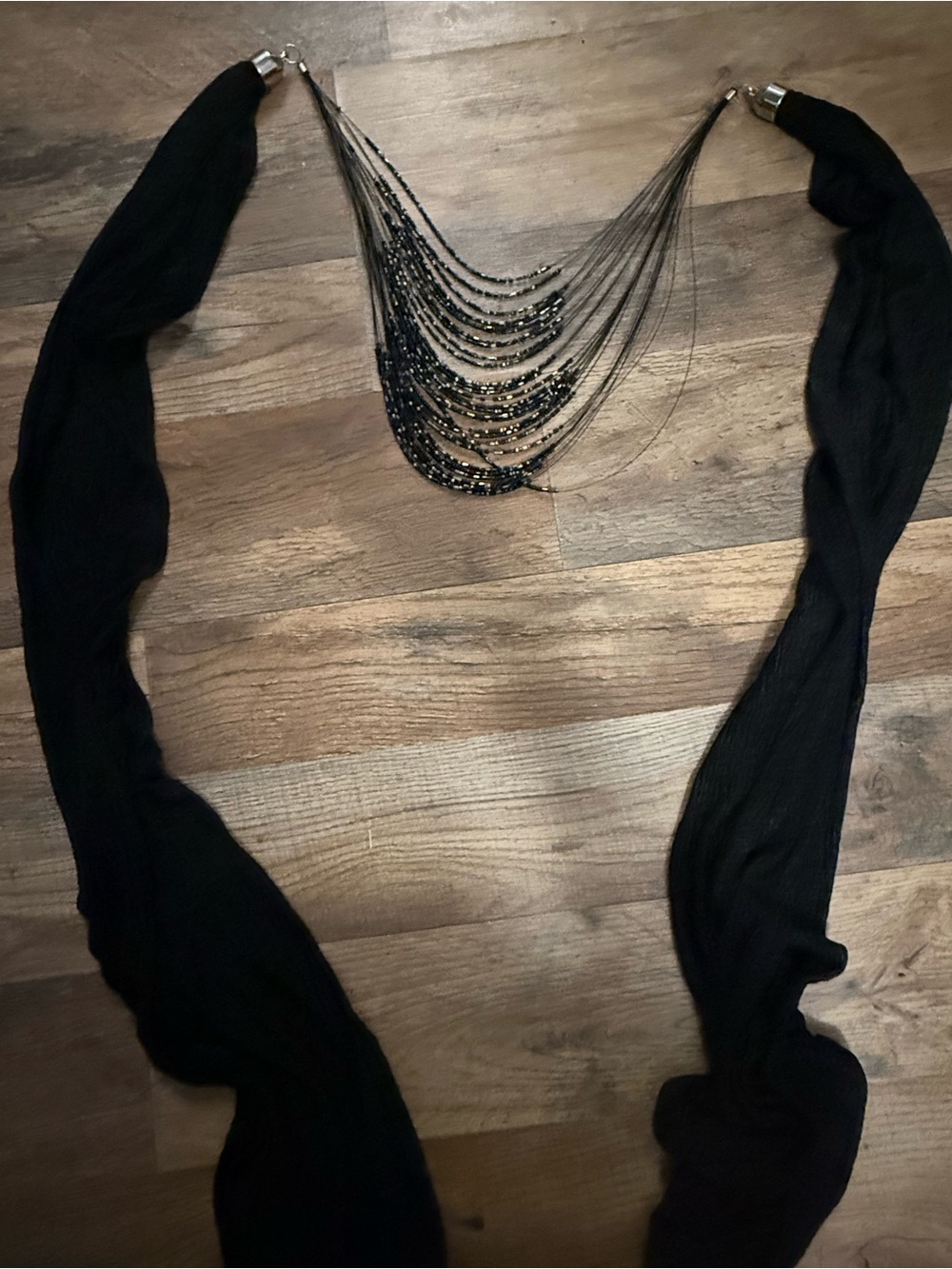 Vintage Beaded Scarf Necklace • Multi-Strand Statement Bib - Picture 2 of 11